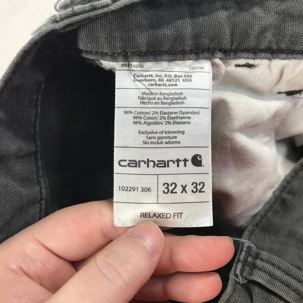 Carhartt Mens Relaxed Fit Canvas Work Pants Gray 32x32 Straight Leg 102291 306